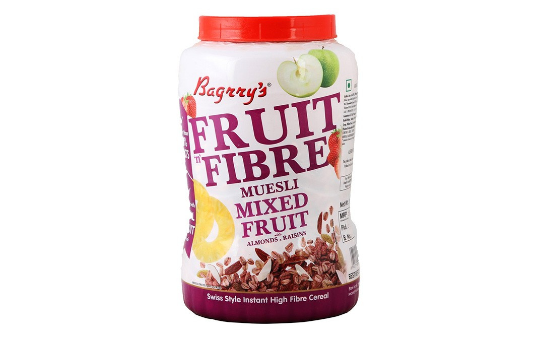 Bagrry's Fruit 'n' Fibre Muesli Mixed Fruit with Almonds & Raisins   Plastic Jar  1 kilogram